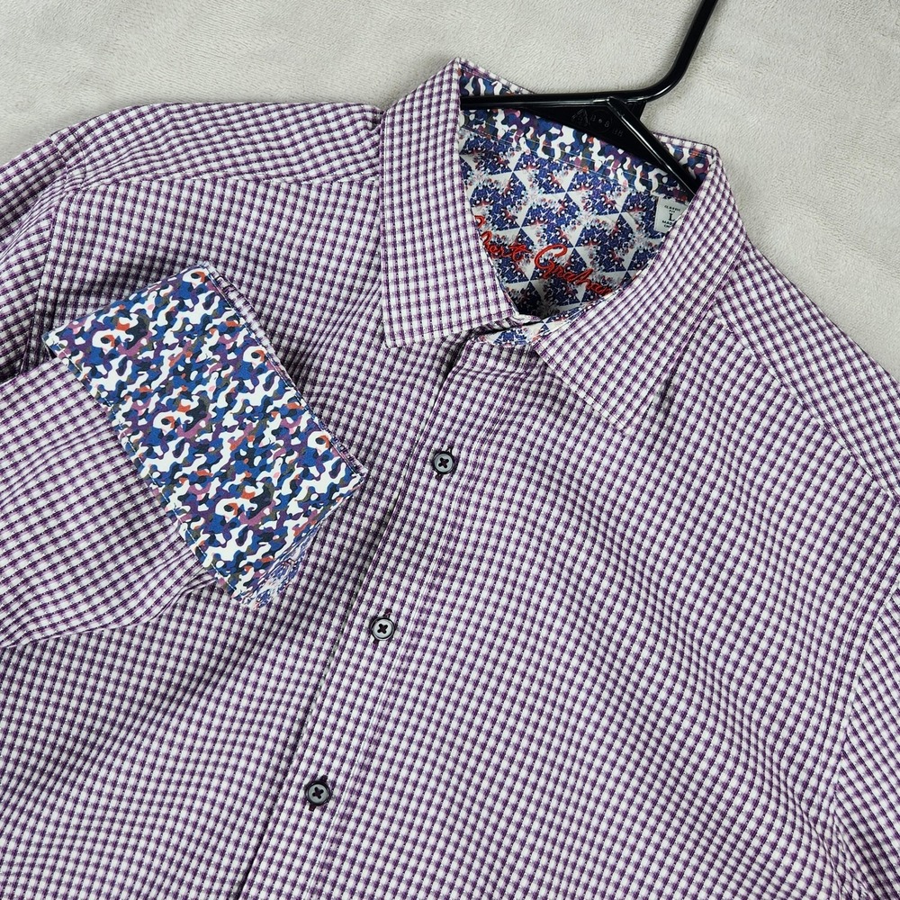 Robert Graham Shirt Mens‎ Large Purple Check Classic Fit Long Sleeve Button Up